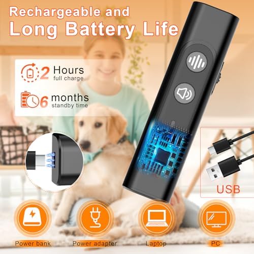 Anti Barking Device for Dogs - Dog Bark Deterrent Devices for Stopping Bad Dog Behavior - Ultrasonic Dog Bark Deterrent, Refuse to Shout and Slap - Best Anti Barking Device Rechargeable