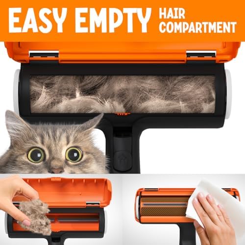 Triton Pet Hair Removal Tool w/Fur Trapping Compartment - Easy to Use Pet Hair Roller, Fur Remover Tool - Cat and Dog Fur Remover - Pet Hair Remover for Furniture, Couch, Bedding, Clothes, Car