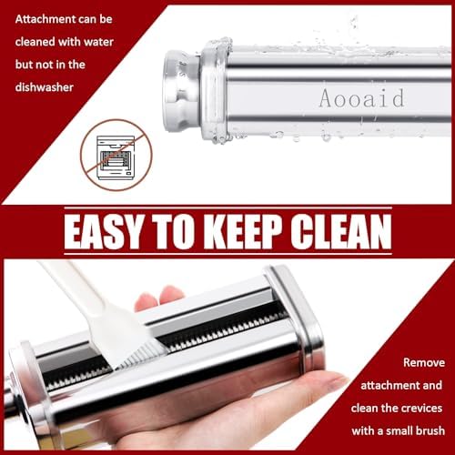 Pasta Roller & Spaghetti Cutter, Fettuccine Cutter Attachment for Kitchenaid Stand Mixer,3 Pcs Stainless Steel Pasta Maker Accessories By Aooaid