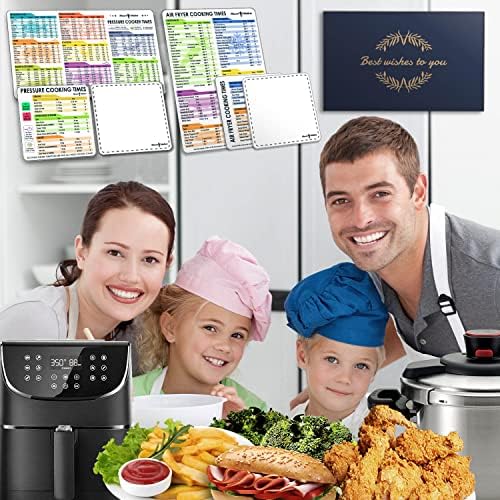Air Fryer Magnetic Cheat Sheet Set & Instant Pot Magnet Set (2 Sets of 6 Pcs), Cooking Times Chart Magnet Sets for Instant Pot & Air Fryer Accessories (White).