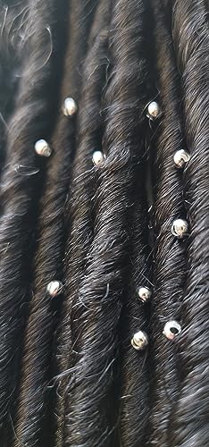 Metal Loc sprinkle Hair Beads, DreaLock Hair Accessories, Loc Jewelry (Sterling Silver Plated Brass, 6/0 4mm)