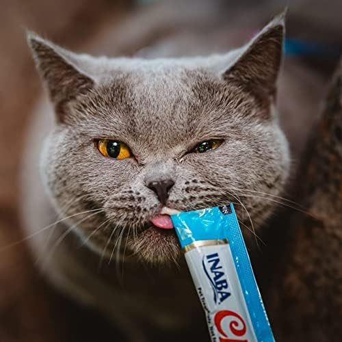 INABA Churu Cat Treats, Grain-Free, Lickable, Squeezable Creamy Purée Cat Treat/Topper with Vitamin E & Taurine, 0.5 Ounces Each Tube, 24 Tubes (4 per Pack), Chicken with Crab Recipe