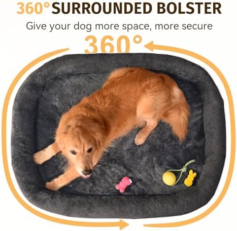 Orthopedic Waterproof Large Dog Bed: Washable Dog Bed with Bolsters - Removable Orthopedic for Medium L XL Large Sized - Non-Slip