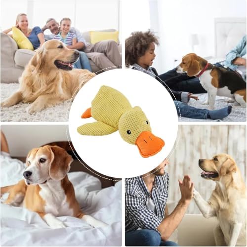 Mellow Dog Calming Duck, 2025 New Yellow Duck Dog Toy, The Mellow Dog Duck, Calming Duck Dog Toy, The Mellow Dog Calming Pillow, Dog Duck Toy with Quacking Sound for Indoor Dog (Yellow)