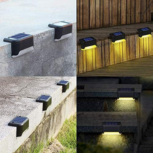 Solar Pool Side Lights Color Changing Solar Deck Lights Outdoor LED Step Light Waterproof Pool Accessories Decor for Stairs Fence Yard Driveway Pathway Yard Backyard Garden (Black-Warm white, 16)