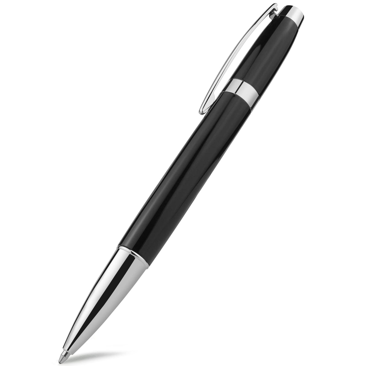 Metal Ballpoint Pen, Twist Open Retractable Rollerball Pen Medium Point (1.0mm) Black Ink Smooth Writing Business Gift Pens for Men, Women, Office, Channewer Executive Premium Signature Pens (Black)
