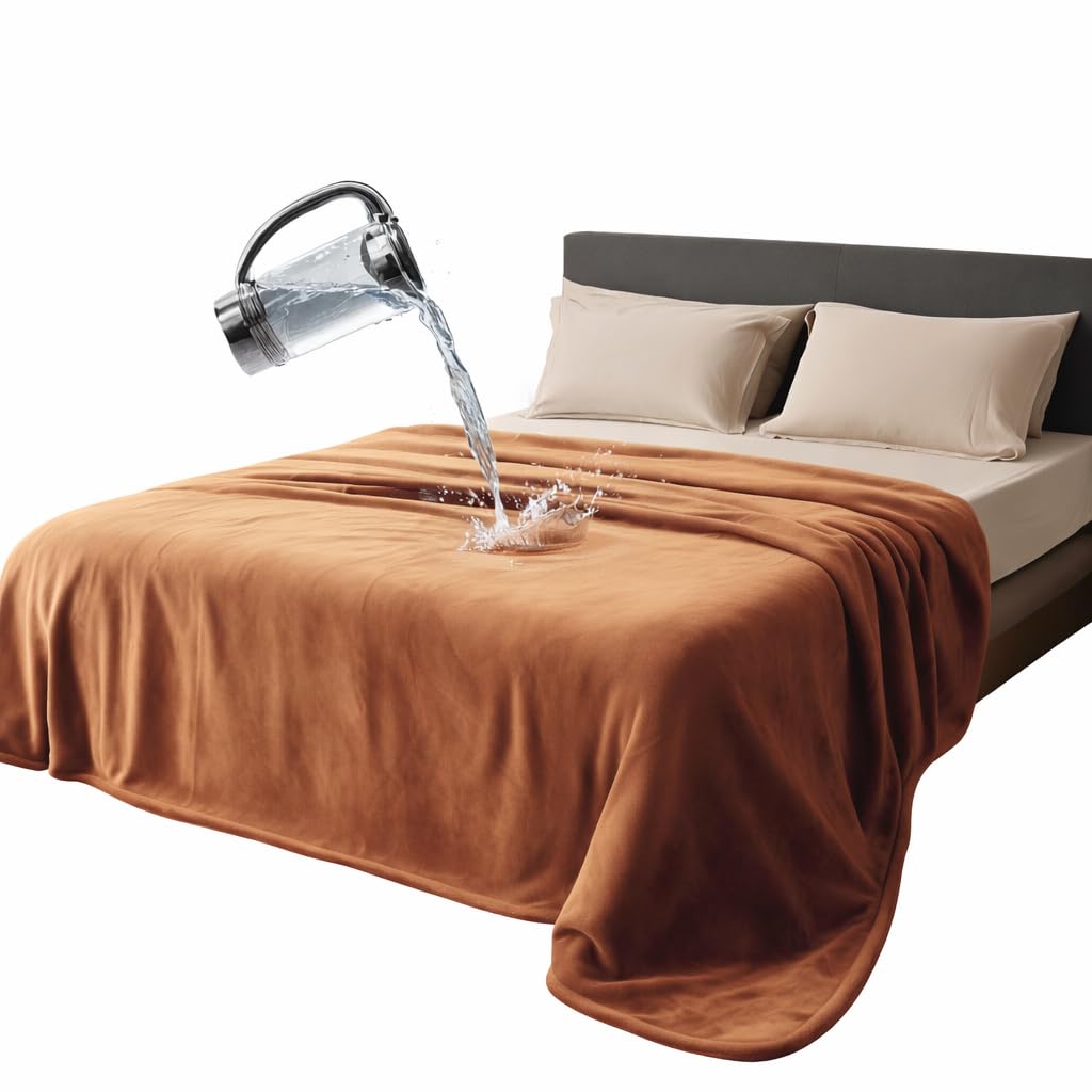 Bedding Aid Waterproof Blanket for Bed, Couch, Kids & Pets Protection – Splash-Proof, Spill-Proof, Leakproof Flannel Blanket Reversible Design (Velvet Brown & Twilight Blue, 60x80)