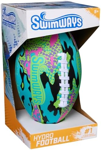 SwimWays Hydro Waterproof Football, Outdoor Games for Adults and Kids, Swimming Pool Accessories and Pool Party Games,9.25 Inches, Blue