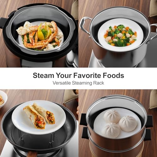 GSlife Egg Steamer Rack - Stackable Instant Pot Egg Rack with Heat Resistant Silicon Handles, Cook 18 Eggs, Stainless Steel Egg Steaming Rack for 6, 8 Qt Pressure Cooker Accessories, Kitchen Steam Rack, 2 Pack
