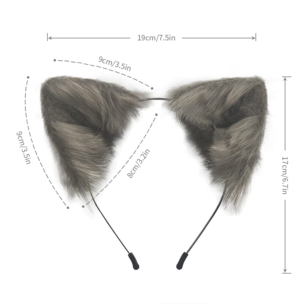 SMILETERNITY Handmade Fox Wolf Cat Ears Headwear Costume Accessories for Halloween Christmas Cosplay Party (Gray)