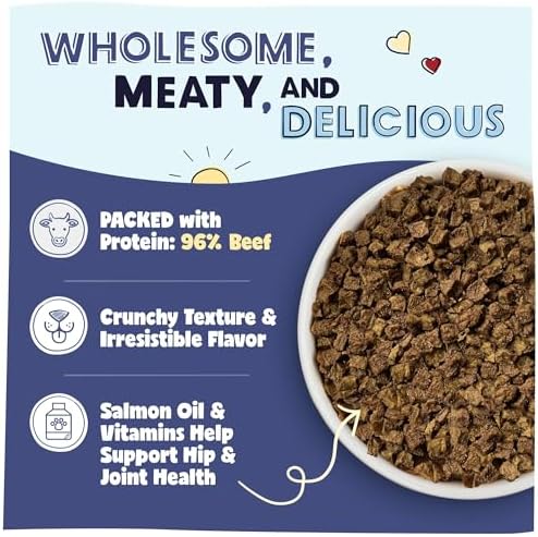 Pawstruck All Natural Air Dried Dog Food with Real Beef, Grain-Free, Made in USA, Non-GMO & Vet Recommended, High Protein Limited Ingredient Full-Feed for All Breeds & Ages, 2lb Bag