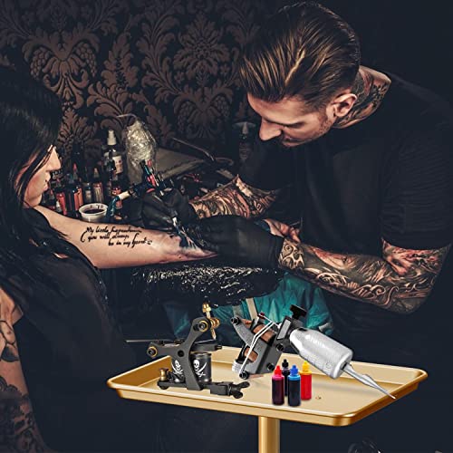 Chetunju Colden Salon Tray, Salon Rolling Tray Cart with Wheels, Tattoo Tray Adjustable Salon Color Tray(Gold)