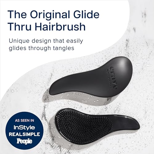 Crave Naturals Glide Thru Detangling Brush, Detangler Brush for Curly, Straight, Wet and Dry Hair for Adults and Kids, Hair Brush and Comb, Hair Accessories for Women, Black