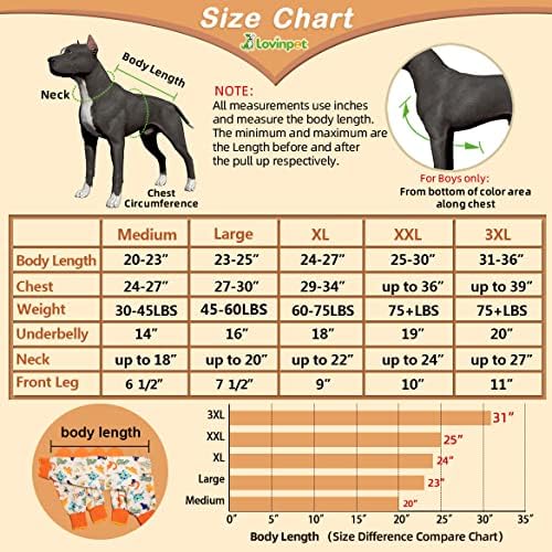 LovinPet Dog Onesie, Large Dog Pajamas, Anti-Licking, Post-Surgery Recovery Clothes, Lightweight Stretch Jersey Knit Jurassic Blue Prints - UV Protection/3XL