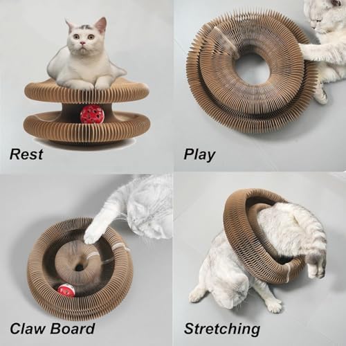 Kitten Curl Toy,Magic Organ Cat Toy,Kitten Kurls Cat Toys,Magic Organ Cats Scratcher Board,Foldable Recyclable Accordion Toys with Ball for Indoor Cats(1pc)