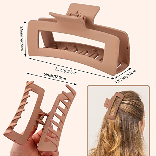 4 Pack 5 Inch Extra Large Claw Clips for Thick Hair, Matte Non-slip Big Claw Clips for Long Hair, Jumbo Claw Clips Hair Accessories for Women and Girls