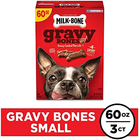 Milk-Bone Gravy Bones Dog Treats with 4 Savory Meat Flavors Coated in Gravy, 60 Ounce (Pack of 3)