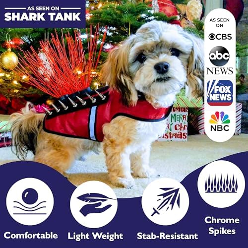 CoyoteVest SpikeVest Dog Harness Vest for Small Dogs, Reflective Dog Vest with Spikes to Shield Your pet from Coyotes, Raptor and Animal Attacks, Anti Hawk Vest, Made in USA (L-Pink)