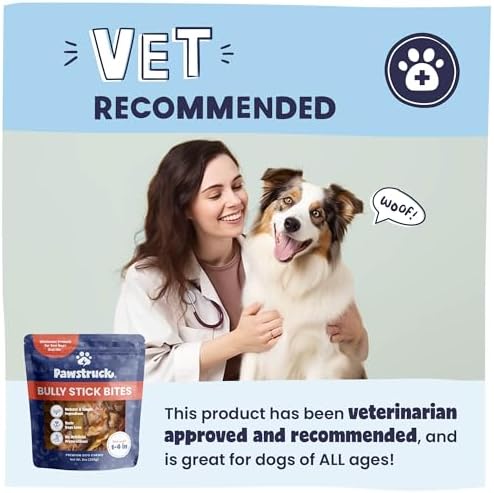 Pawstruck Natural 1–4" Bully Stick Bites for Small Dogs and Puppies – Single Ingredient, Digestible, Rawhide-Free, High-Protein Chew Treat Bones – 8 oz Bag – Packaging May Vary