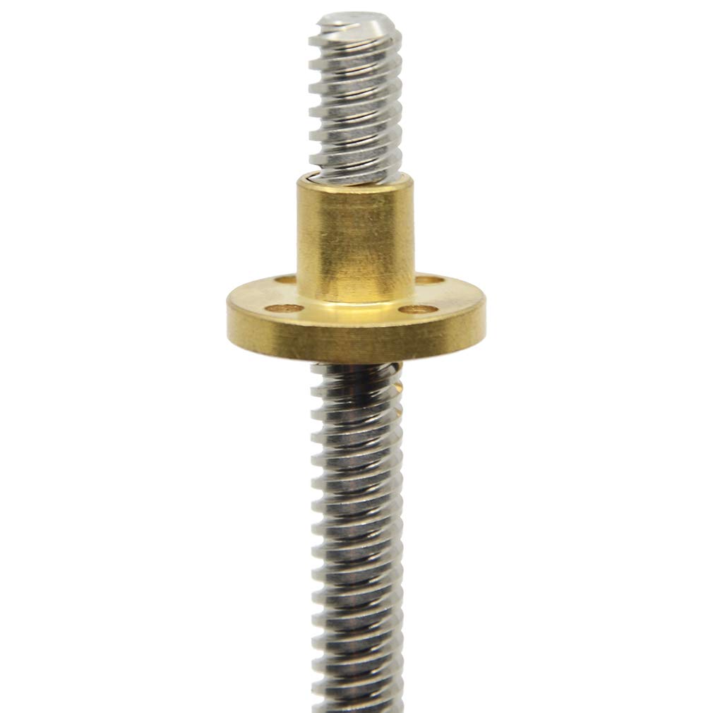 ReliaBot 200mm T8 T8x4 Tr8x4 Lead Screw and Brass Nut (Acme Thread, 2mm Pitch, 2 Start, 4mm Lead) for 3D Printer and CNC Machine Z Axis
