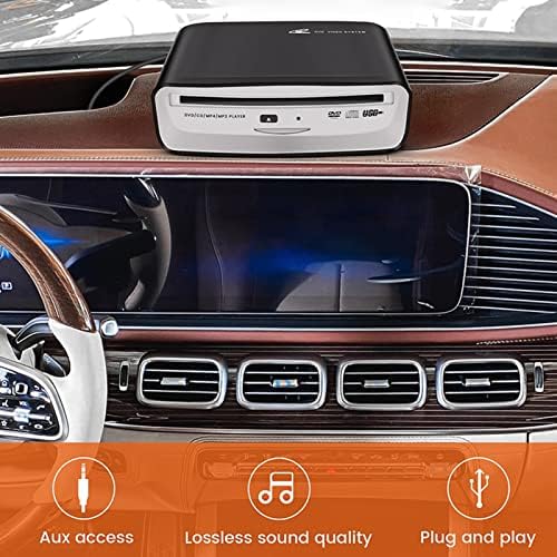 USB CD DVD Player for Car with Upgraded Extra Accessories, External Portable Car CD Players with USB AUX Type-C Radio Connection, Integrated Vehicle Stereo for Android Navigation/TV Plug and Play.
