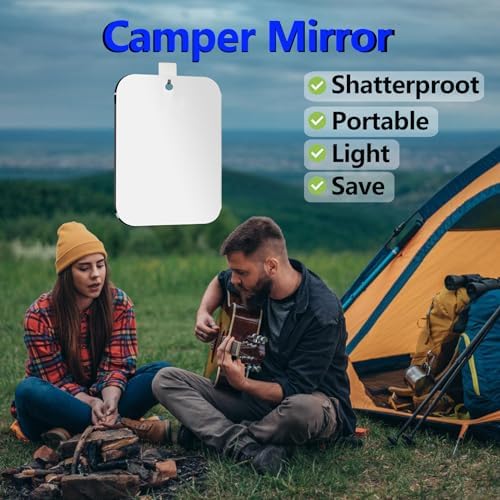 Shower Mirror Fogless for Shaving, Medium 8 in x 6 in Mirror for Wall Hanging, Frameless Portable Travel Camping Mirrors Shatterproof Handheld Locker Shave Mirror Makeup Plastic Anti Fog Free Bathroom