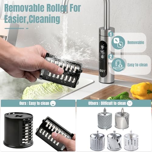 Stainless Steel Slicer Shredder Attachments for KitchenAid Stand Mixers, Vegetable Shredder, Cheese Grater, Salad Maker, Food Slicers Chopper Grinding Powder Accessories with Detachable 5 Blades