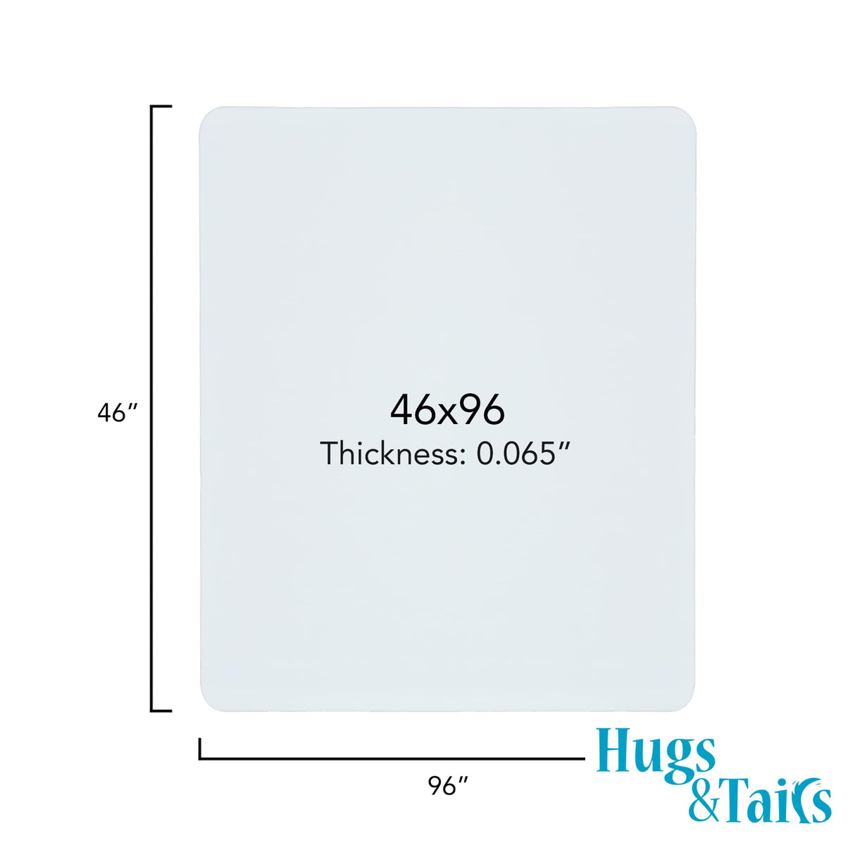 HugsandTails Under Pet Cage Mat for Bird Cages, Reptile Aquariums, Dog Kennels, Water-Resistant Pad for Hard Floors and Surfaces, 46 Inches x 96 Inches, Clear