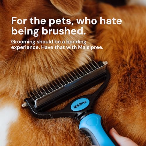 MalsiPree 2-in-1 Dog Grooming Brush & Undercoat Rake - Deshedding Brush and Dematting Comb for Long or Short Haired Dogs - Anti-Shedding Pet Tool - Deshedding Tool