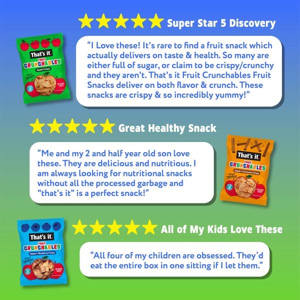 That's it. Fruit Crunchables Variety Pack, Fruit Snacks for Kids, 100% Fruit Crisps, Plant-Based, Non-GMO, Gluten-Free, No Sugar Added (16 Pack)