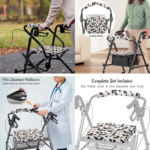 LedBack 3 Pack Rollator Accessories Walker Seat and Backrest Rollbar Covers Walker Storage Bag Dachshund Print Universal Walker Accessories for Mobility Scooter