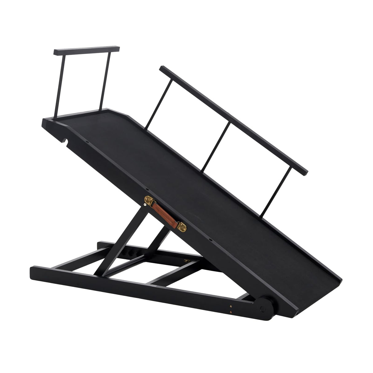 Dog Ramp for Bed and Couch- 5 Height Adjustable Premium Solid Wood Pet Ramp for Small, Medium Dogs, Collapsible Anti-Slip Dog Ramp for Sofa, Couch & Beds (Black, 115)