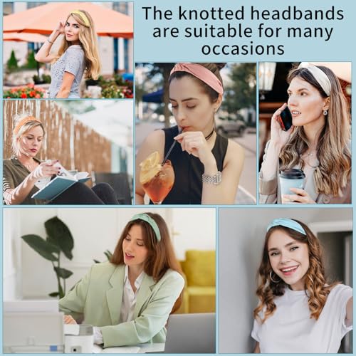 8Pcs Headbands for Women, Top Knotted Headbands Fashion Women Headbands Knotted Wide Headbands Solid Color Hair Accessories Daily Galentine's Day Gifts