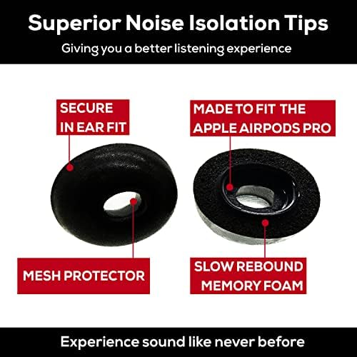 Memory Foam Earbud Tips - Premium Noise Isolation, Replacement Foam Ear Tips, 3 Pairs for Airpods Pro (SFAIR, S/M/L, Black, Tester Pack)