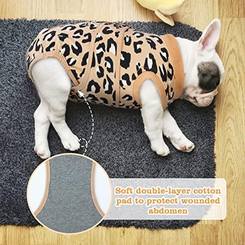 FUAMEY Recovery Suit for Dogs After Surgery,Soft Breathable Dog Bodysuit E-Collar & Cone Alternative Surgical Suit,Male Female Dog Neuter Spay Suits Anti Licking Wounds Onesie Brown Leopard S