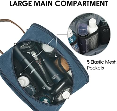 WANDF Travel Toiletry Bag for Men Large Toiletries Shaving Bag Water Resistant Hanging Dopp Kit Travel Accessories Bag for Women Men (Blue)