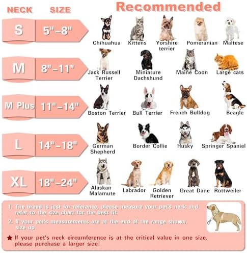 Dog Cone, Dog Surgery Collar, Inflatable Cones for Small Medium Large Dogs, Pink Doughnut Dog Recovery Collar, Does not Impede Vision