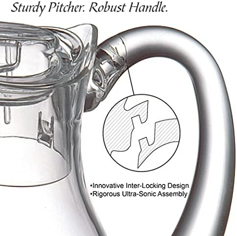 Amazing Abby - Droply Whirly - Plastic Pitcher (64 oz, 2 Quart), Clear Water Pitcher with Lid, Fridge Jug, BPA-Free, Shatter-Proof, Great for Iced Tea, Sangria, Lemonade, Juice, Milk, and More