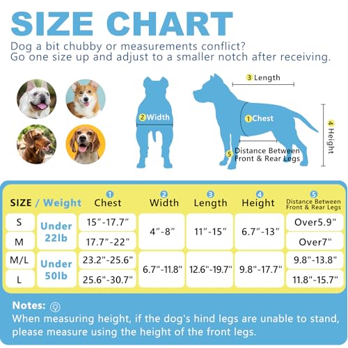 Dog Wheelchair for Back Legs – Adjustable Height/Length/Width, Sturdy Wheelchair with All-Terrain Shock-Absorbing Wheels, Mobility Support for Injured or Disabled Small & Medium Dogs & Cats, Blue (M)