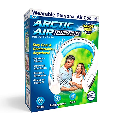 Arctic Air Freedom Personal Air Cooler - Portable 3-Speed Neck Fan, Hands-Free Wearable Design, Lightweight, Cordless And Rechargeable