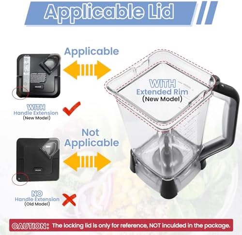 Replacement Pitcher 72 oz XL Compatible with Ninja Blender (New Model) BL610, 72oz Crushing Pitchers Replacement for Ninja BL710WM BL710WMC CO610B CO650B CT610