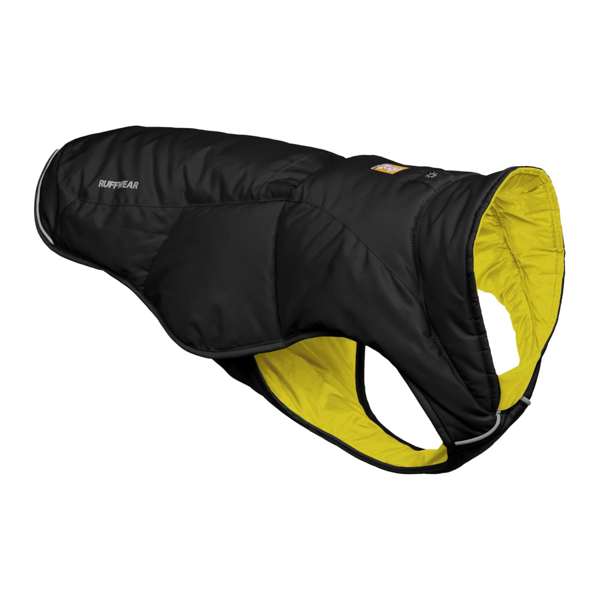 Ruffwear, Quinzee Dog Winter Jacket, Insulated Packable Puffer Vest with Leash Portal, Reflective Trim & Weather‑Resistant Shell, Adjustable Fit Coat, Harness Compatible, Obsidian Black, Small