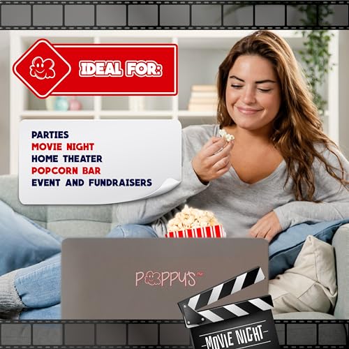 Poppy's Paper Popcorn Bags - 1000 2 oz Concession-Grade Bags, Popcorn Machine Accessories for Popcorn Bars, Movie Nights, Concessions