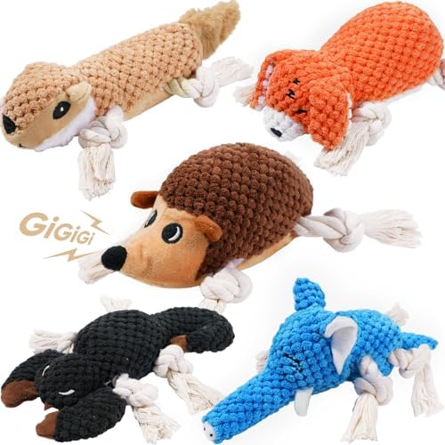 LEGEND SANDY Plush Small Dog Toys for Small Breeds, Tough Puppy Toys to Keep Them Busy, Tough Stuffed Animals Puppy Chew Toys, Squeaky Dog Toys (5 Pack Puppy Toys)