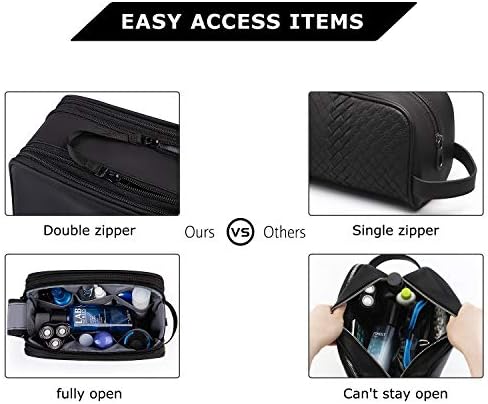 BAGSMART Toiletry Bag for Men, Travel Toiletry Organizer Dopp Kit Water-resistant Shaving Bag for Toiletries Accessories, Door Room Essentials, Black-medium