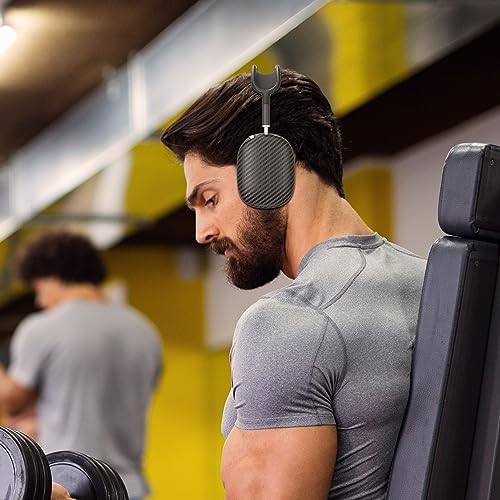 Case Cover for AirPods Max Headphones,AHBTEYM Carbon Fiber Texture TPU Ear Cups Cover/Ear Pads Case Cover/Headband Cover for Apple AirPod Max,Accessories Silicone Protector Cover(Matte Black)