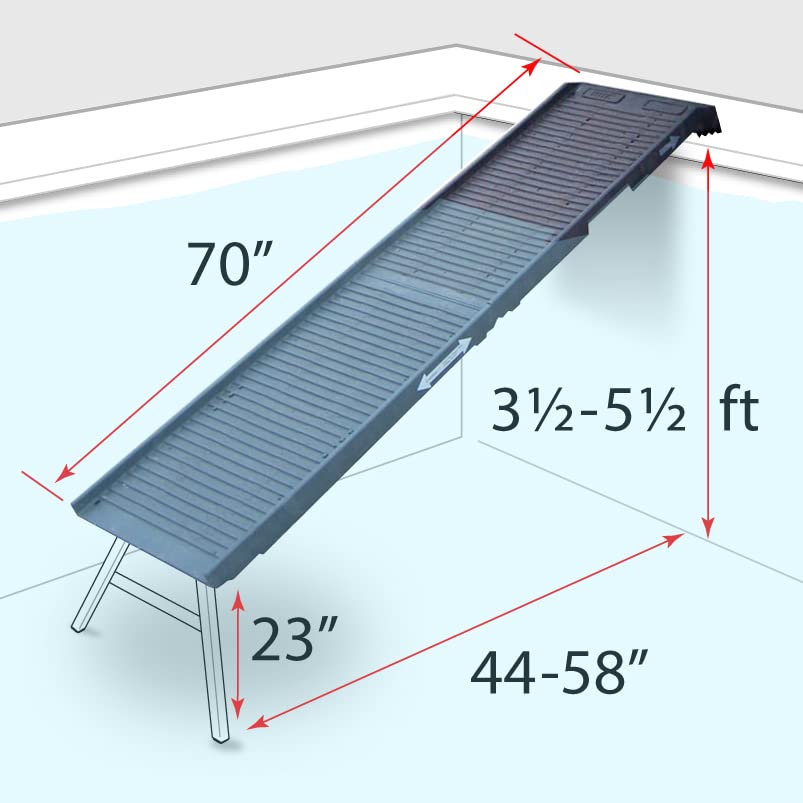PetStep Pool Ramp for Dogs - (Standard Legs, Graphite/Gray) - Small and Large Dog Pool Ramp for Above-Ground and In-Ground Pools