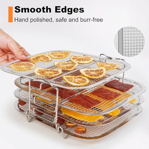 SICHEER Dehydrator Rack Stainless Steel Stand Accessories Compatible with Instant Vortex Plus 6 quart Air Fryer, Ninja Foodie Grill, Chefman 8 quart Air Fryer, 4 layers