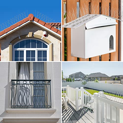 WELLUCK Bird Spikes for Small Birds Pigeons, 15 Feet /14 Strips Anti Bird Fence Spike, Nest Prevention Bird Off Spike Repellent, Stainless Steel, Smooth Polishing Harmless Deterrent