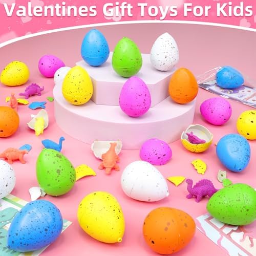 30 Pack Valentines Day Gifts for Kids Boys, Dinosaur Egg Hatching with Valentines Cards for Kids Classroom Class Exchange School Prizes Toddler Girls Boys Funny Dino Valentines Cards Party Favors Gift